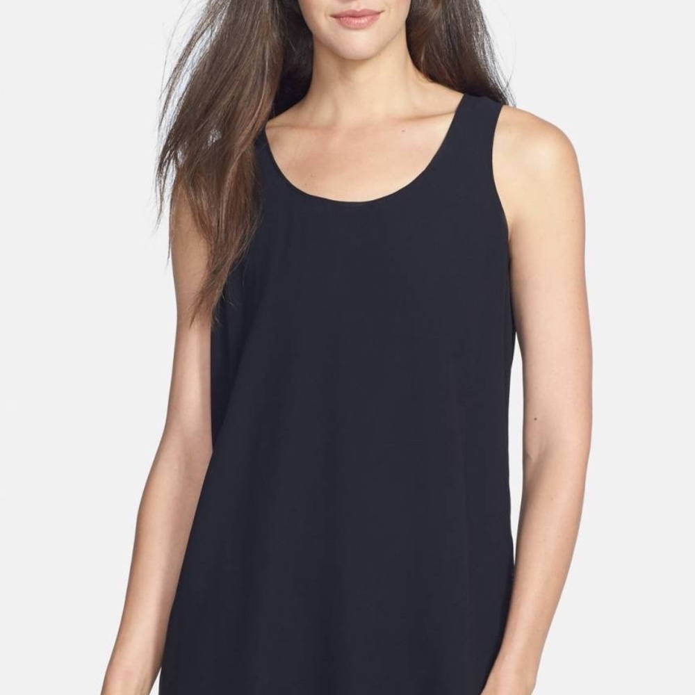 Eileen Fisher Side drape silk shell tank size medium